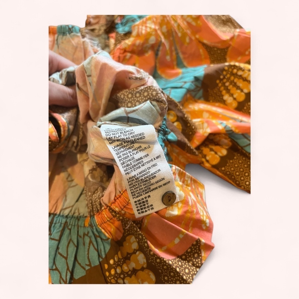 Cleobella Rivera Resort Cotton Puff Sleeve Vibrant Tropical Crop Top NWT Size S - Picture 4 of 5